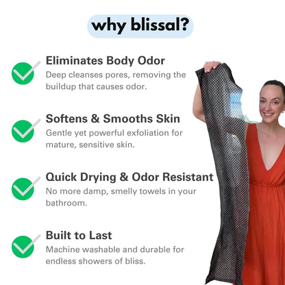 Blissal eksfolierende antibakterielt badehåndklæde