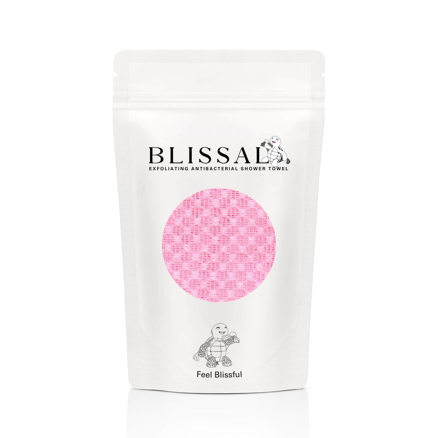 Older man holding Blissal towel, highlighting benefits like smooth skin, no more clogged pores, and chemical-free exfoliation